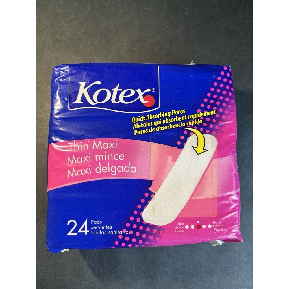 NOS VTG Kotex Thin Maxi Pads 24 Count 1990s Y2K Movie TV Prop Sealed Retro